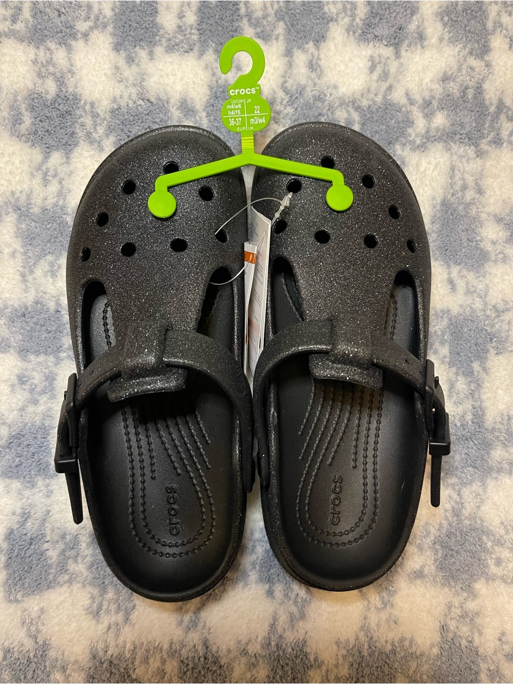 Crocs Women’s Black Glitter Mary Jane’s - Comfortable Slip-On Shoe